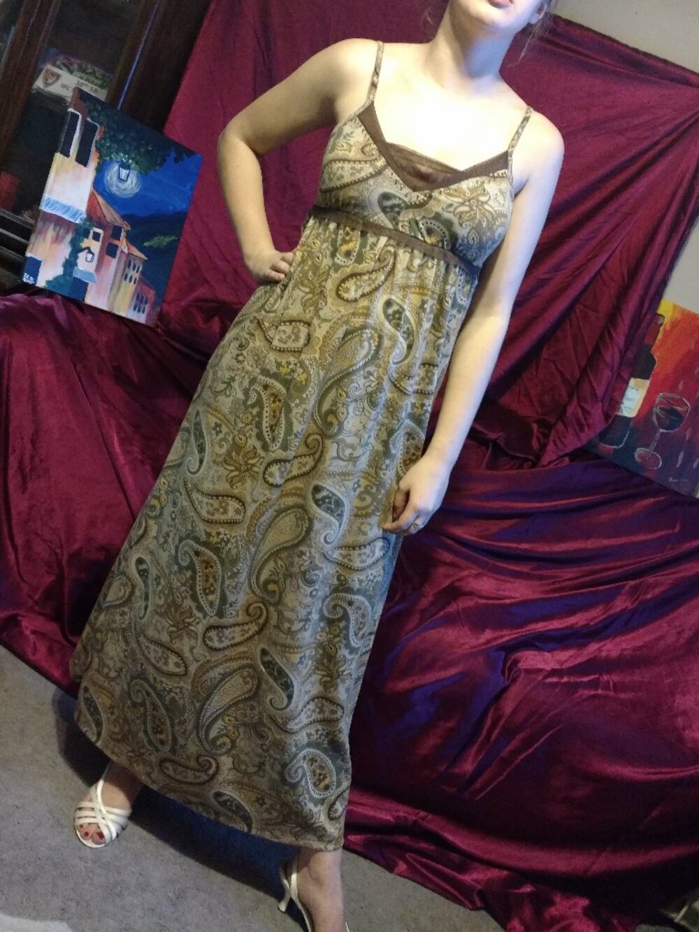 French Laundry Paisley Maxi Sun Dress Medium